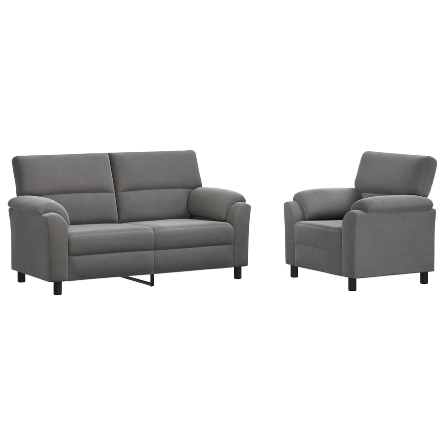 Bankstel 2 pcs Donkergrijs fluweel