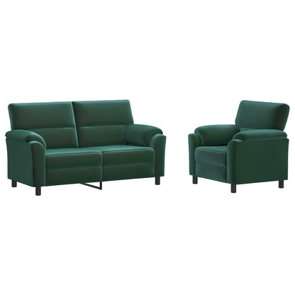 Bankstel 2 pcs Donkergroen fluweel