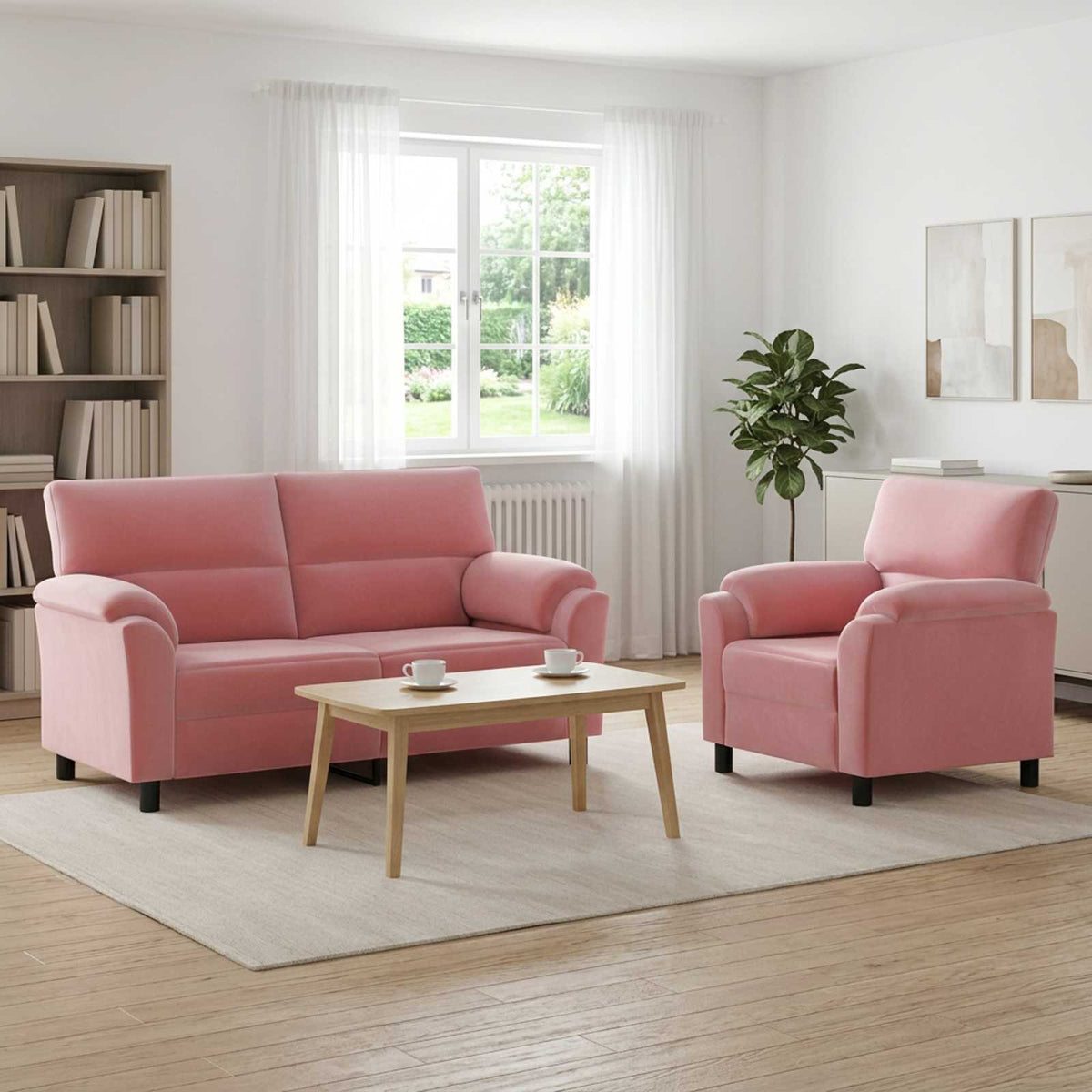 Bankstel 2 pcs Roze fluweel