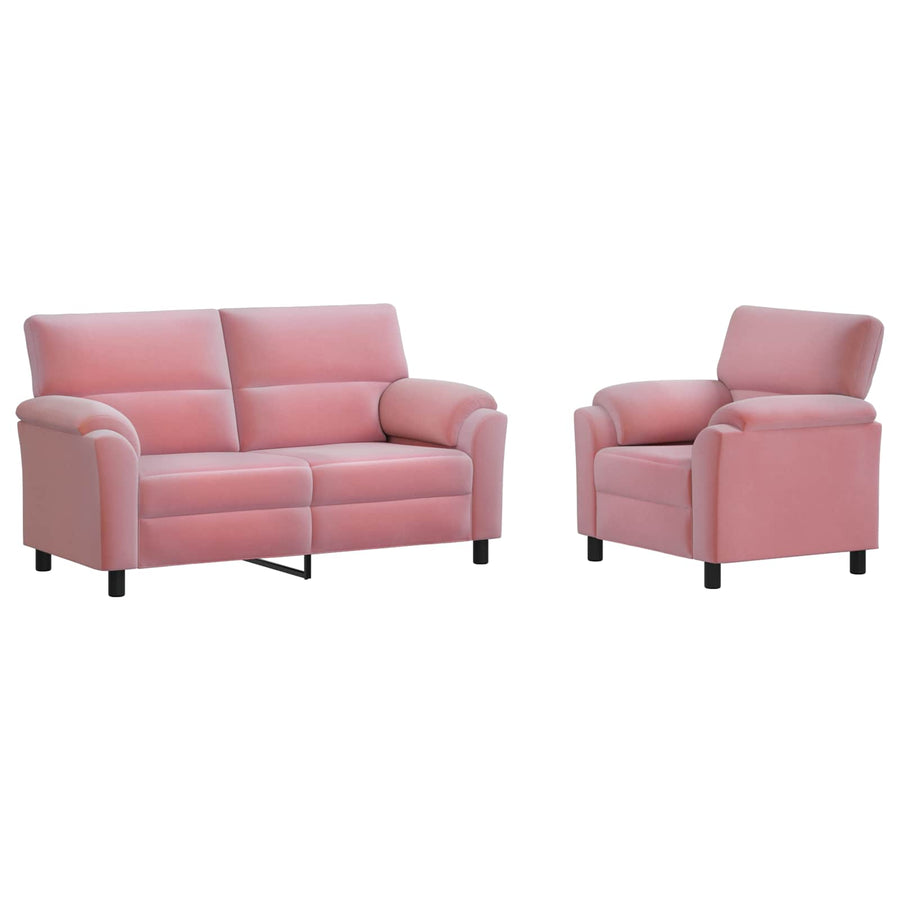 Bankstel 2 pcs Roze fluweel