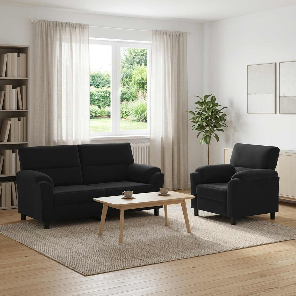 Bankstel 2 pcs Zwart fluweel