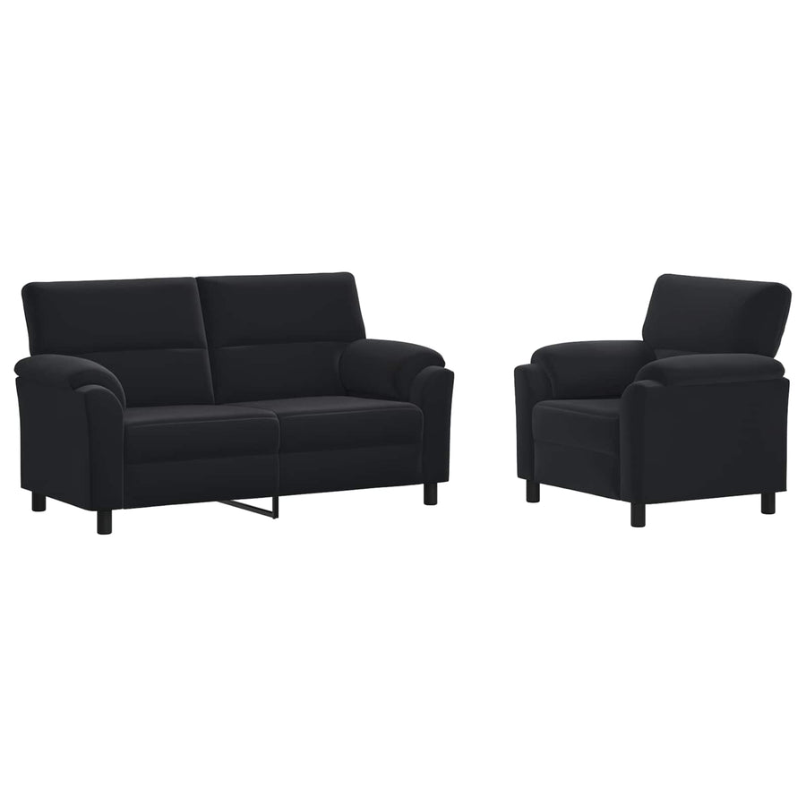 Bankstel 2 pcs Zwart fluweel