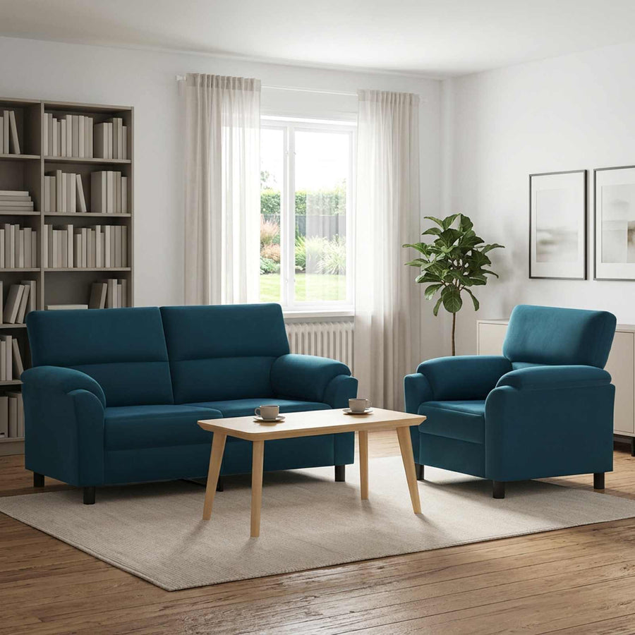 Bankstel 2 pcs Blauw fluweel