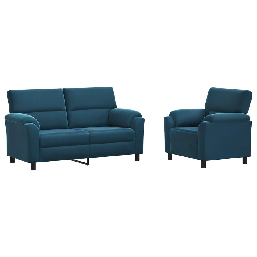 Bankstel 2 pcs Blauw fluweel