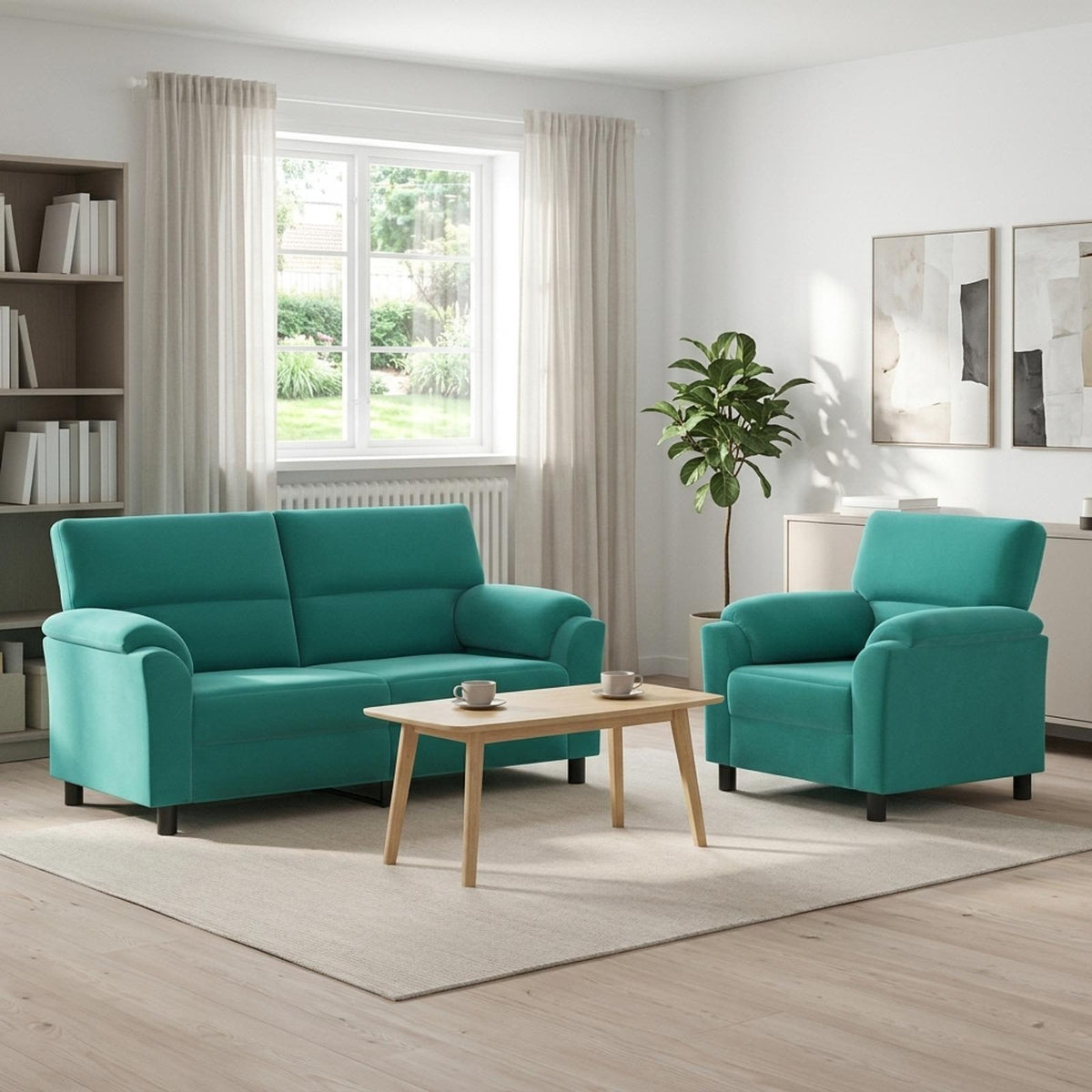 Bankstel 2 pcs Turquoise fluweel