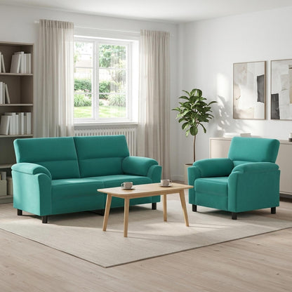 Bankstel 2 pcs Turquoise fluweel