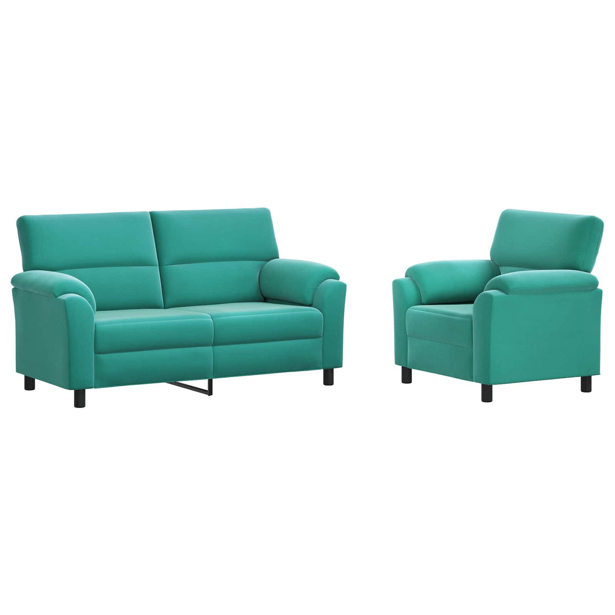 Bankstel 2 pcs Turquoise fluweel