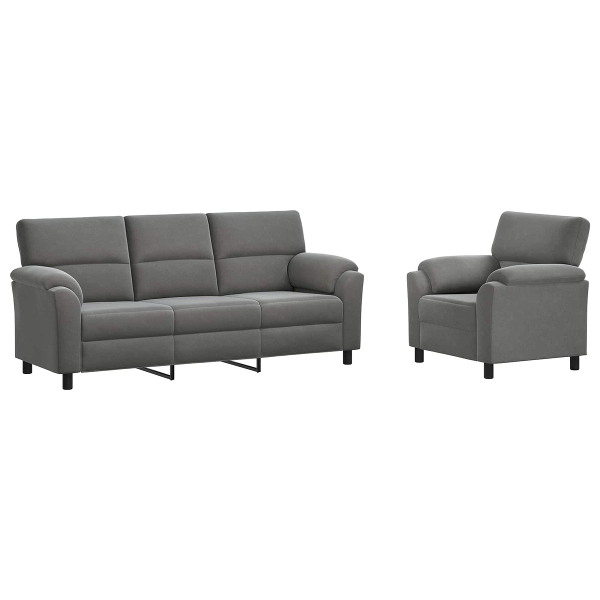 Bankstel 2 pcs Donkergrijs fluweel