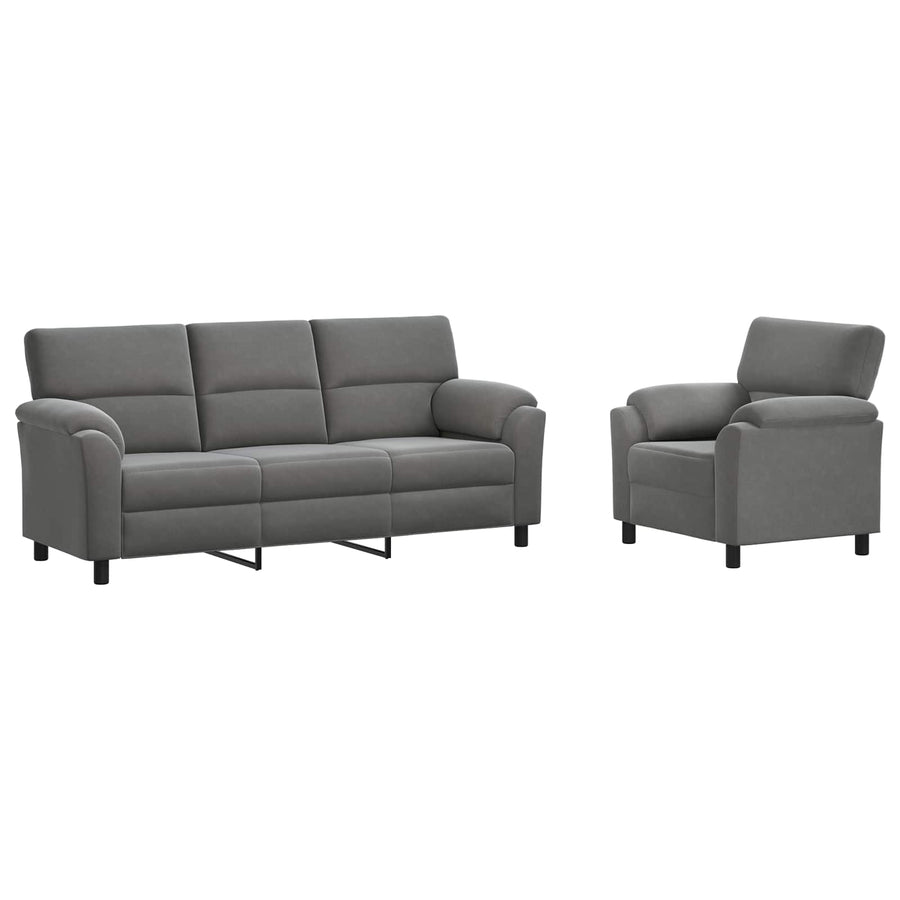 Bankstel 2 pcs Donkergrijs fluweel