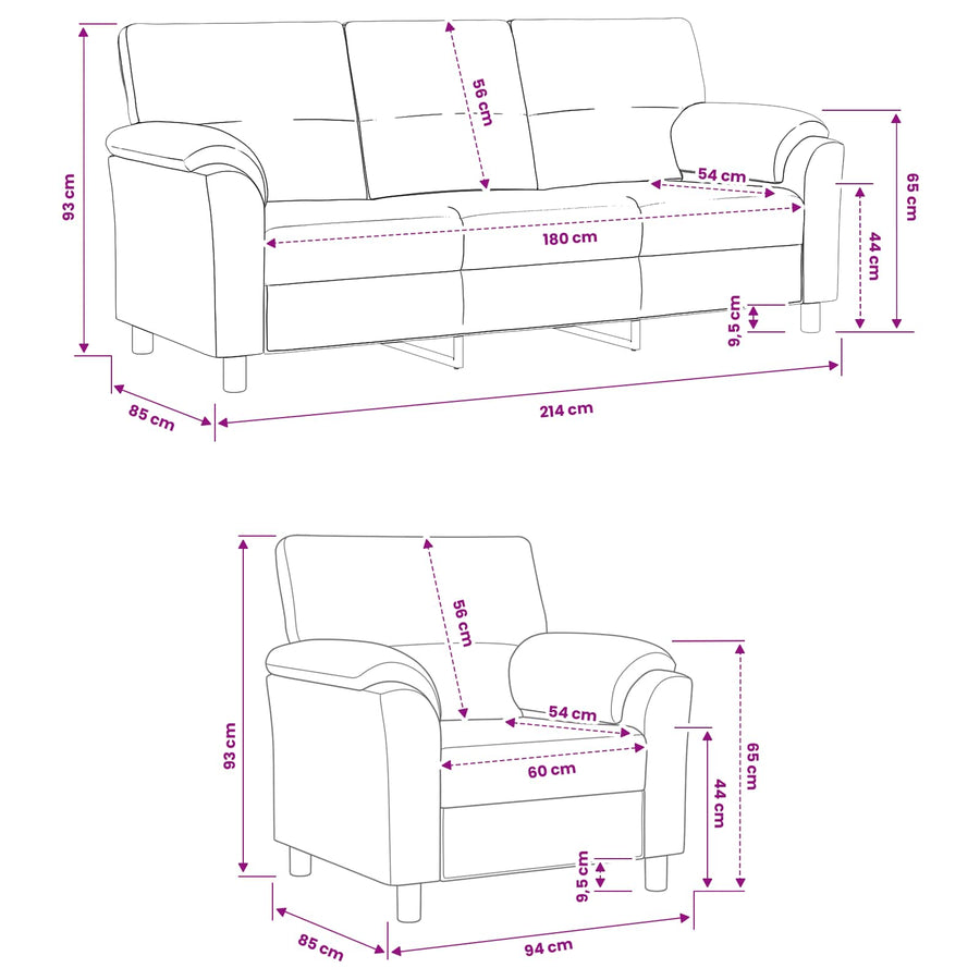 Bankstel 2 pcs Donkergrijs fluweel