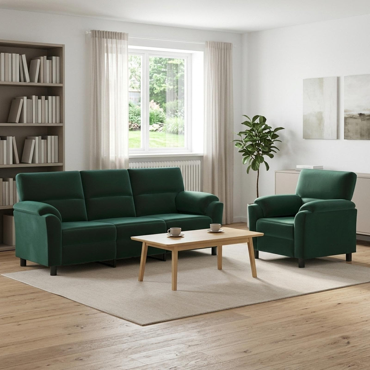 Bankstel 2 pcs Donkergroen fluweel