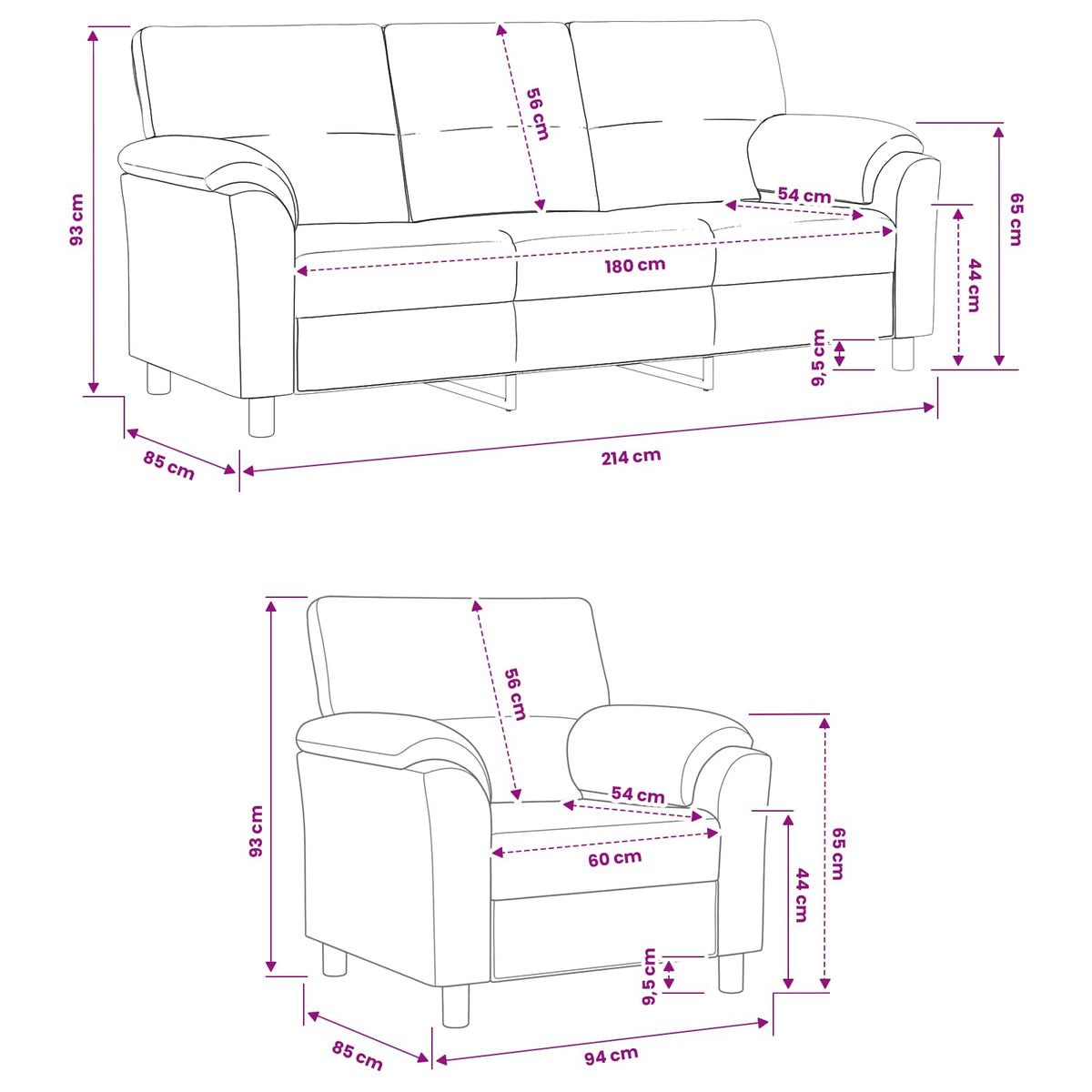 Bankstel 2 pcs Roze fluweel