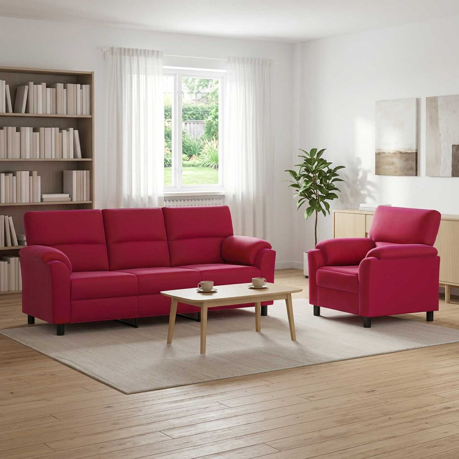Bankstel 2 pcs Wijnrood fluweel