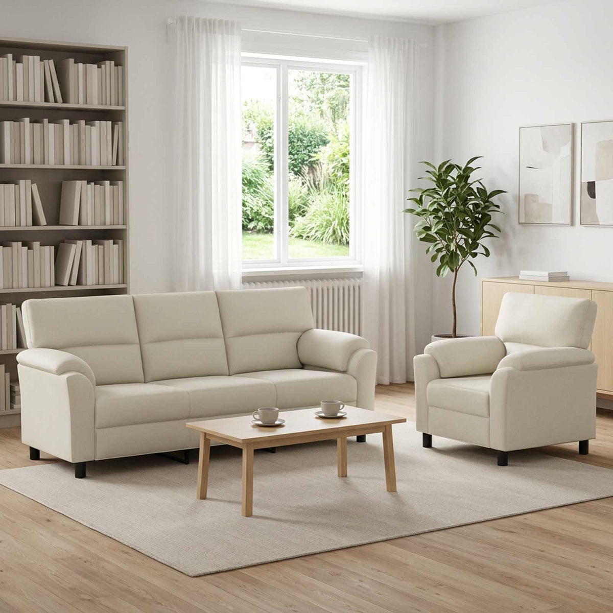 Bankstel 2 pcs Crèmekleurig fluweel