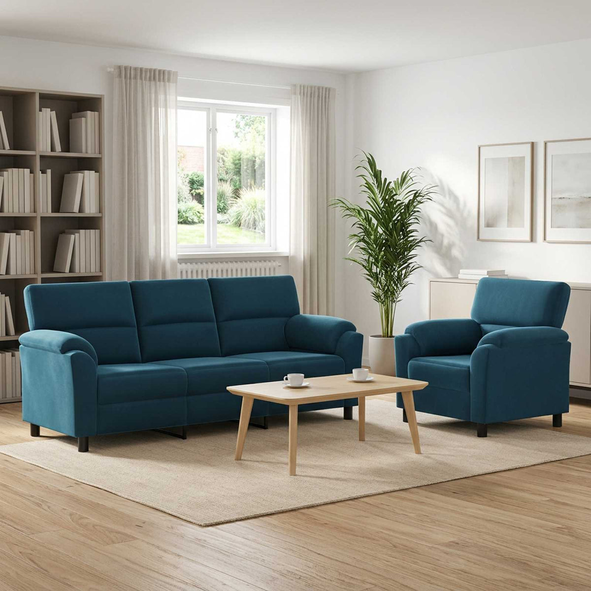 Bankstel 2 pcs Blauw fluweel
