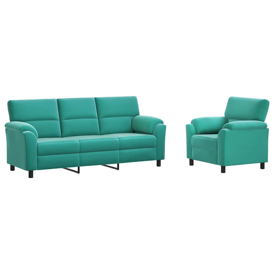 Bankstel 2 pcs Turquoise fluweel