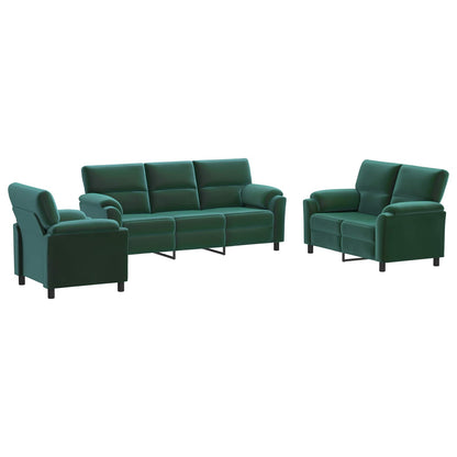 Bankstel 3 pcs Donkergroen fluweel