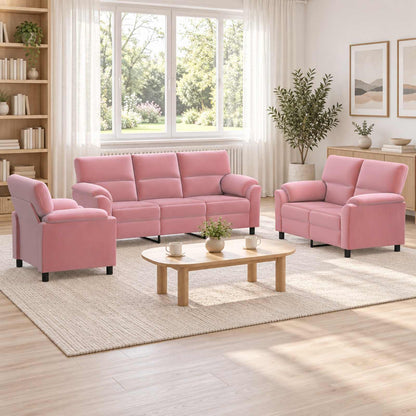 Bankstel 3 pcs Roze fluweel