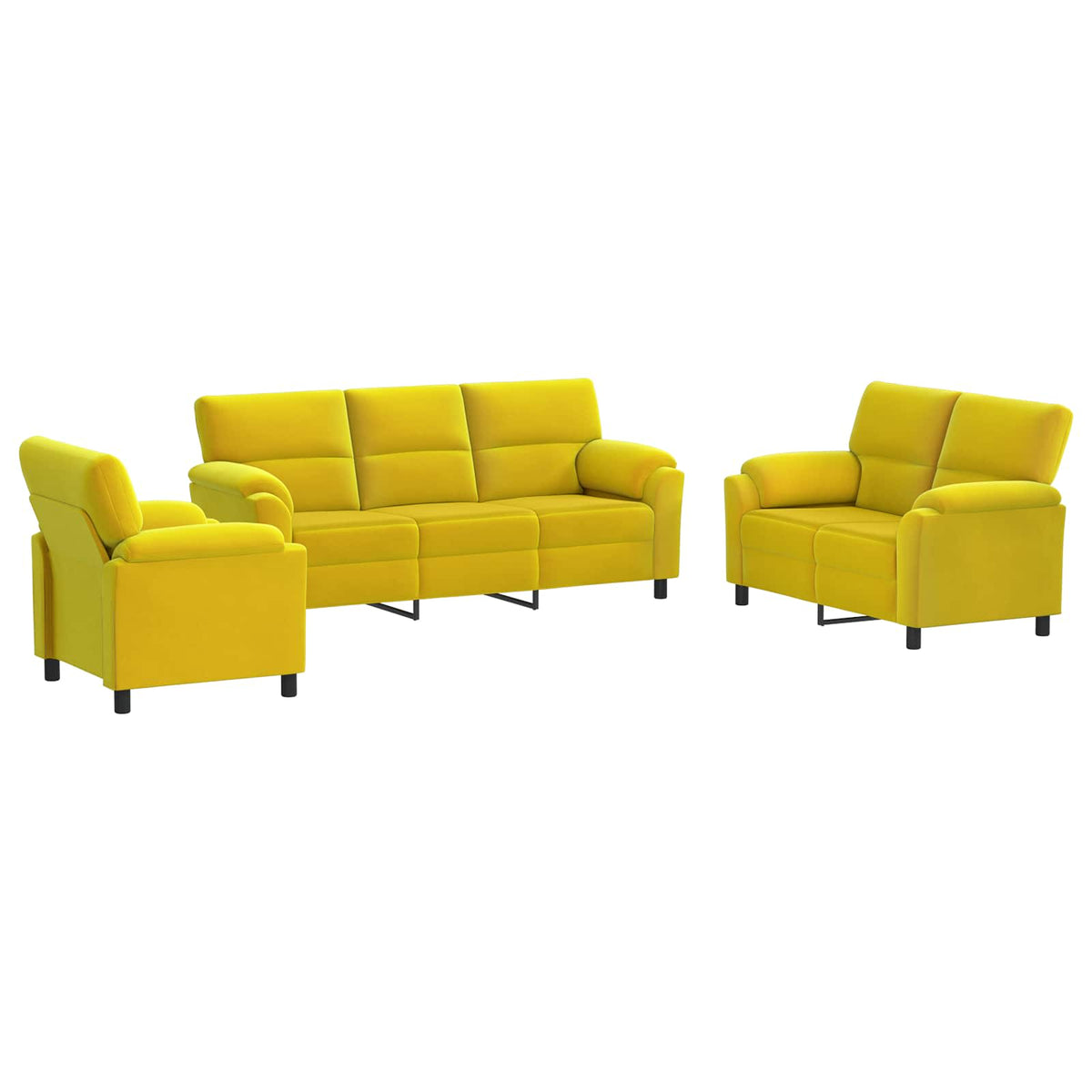 Bankstel 3 pcs Geel fluweel