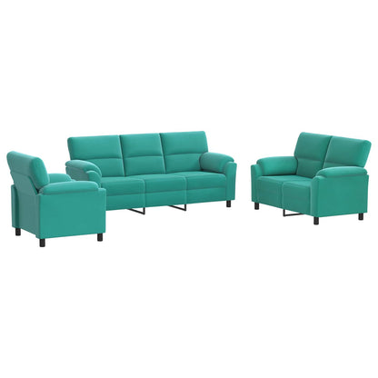 Bankstel 3 pcs Turquoise fluweel