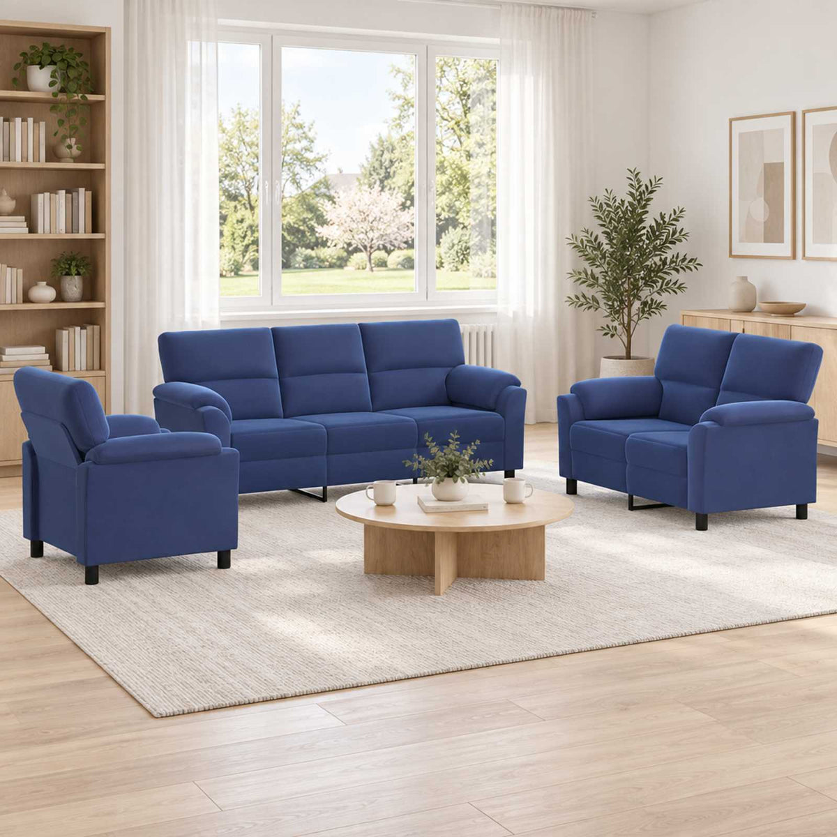 Bankstel 3 pcs Politieblauw fluweel