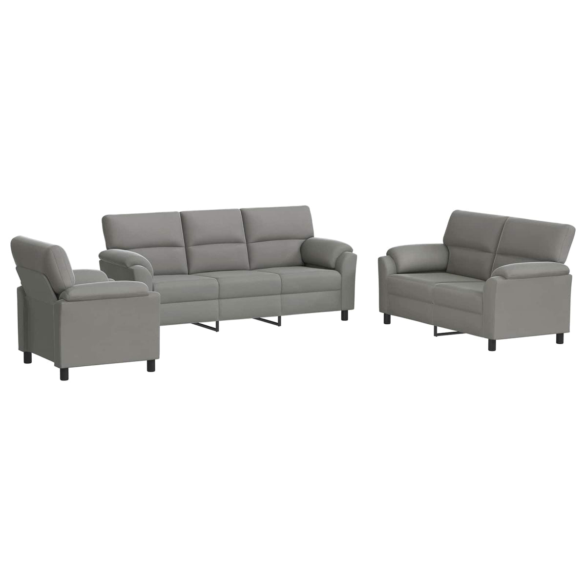 Bankstel 3 pcs Lichtgrijs fluweel