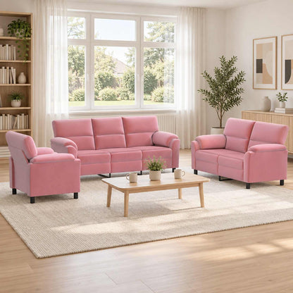 Bankstel 3 pcs Roze fluweel