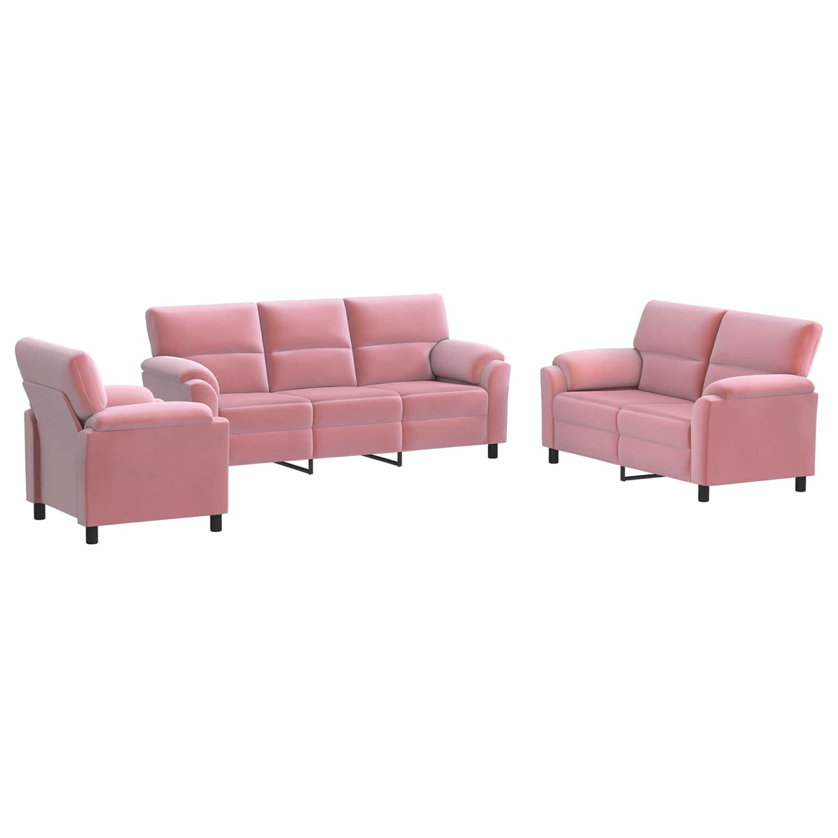 Bankstel 3 pcs Roze fluweel
