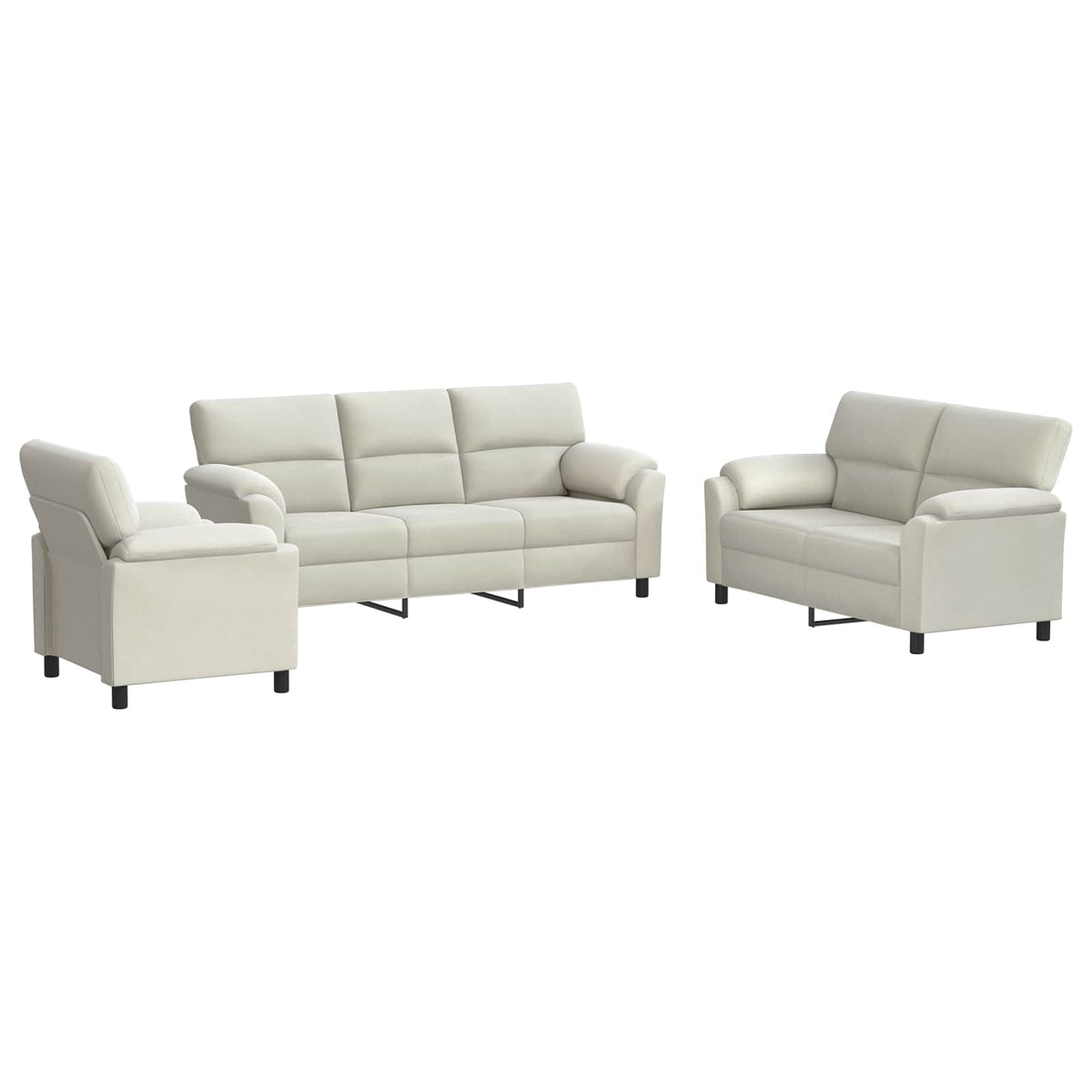 Bankstel 3 pcs Crèmekleurig fluweel