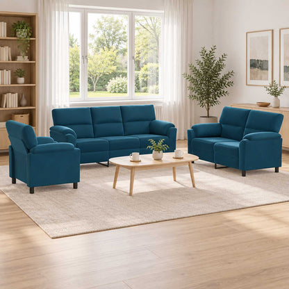 Bankstel 3 pcs Blauw fluweel