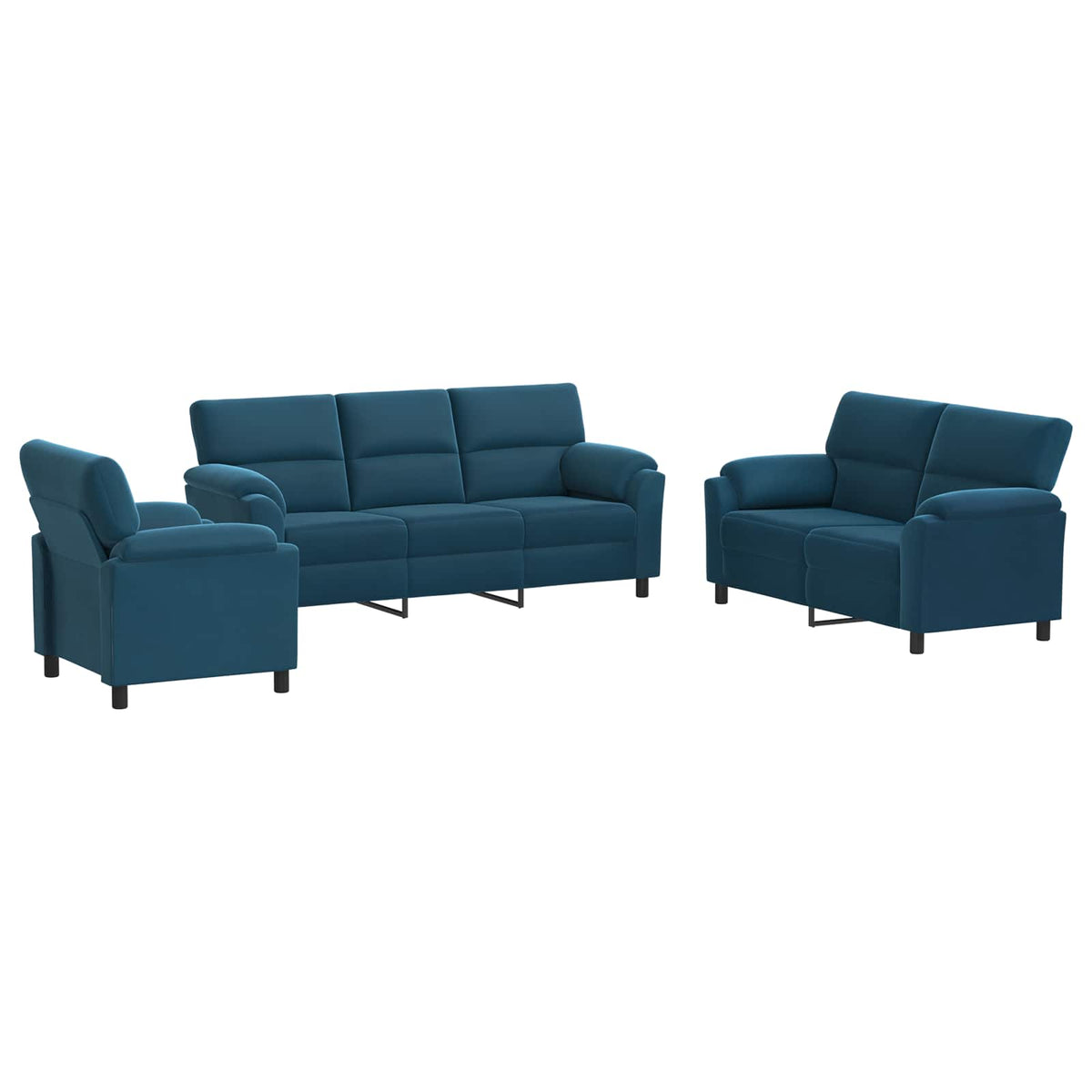 Bankstel 3 pcs Blauw fluweel