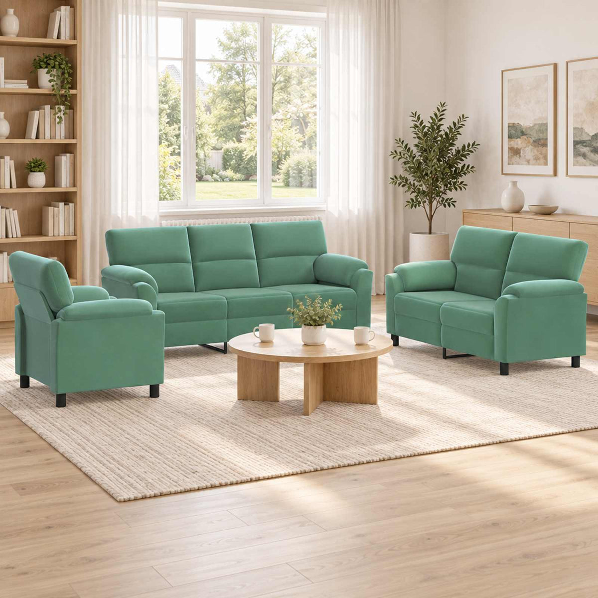 Bankstel 3 pcs Zeegroen fluweel