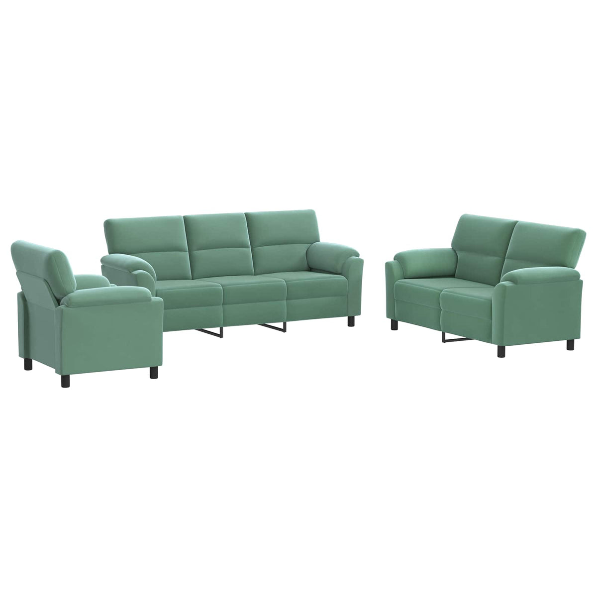 Bankstel 3 pcs Zeegroen fluweel