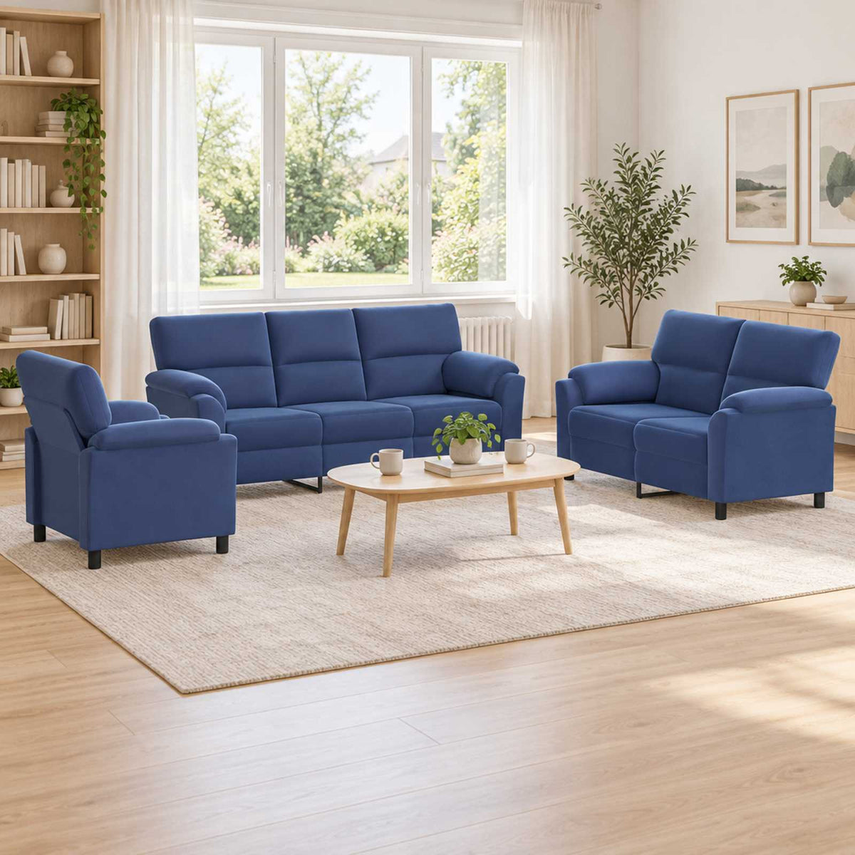 Bankstel 3 pcs Politieblauw fluweel