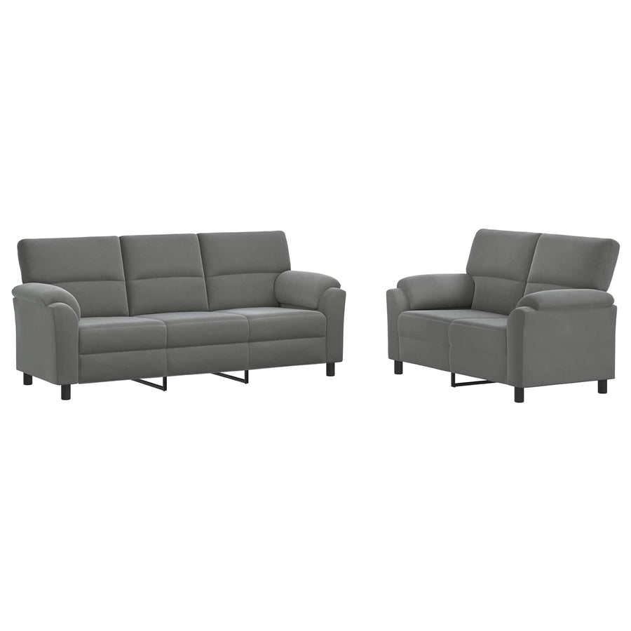 Bankstel 2 pcs Donkergrijs fluweel