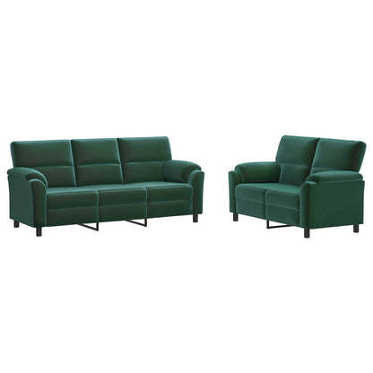 Bankstel 2 pcs Donkergroen fluweel