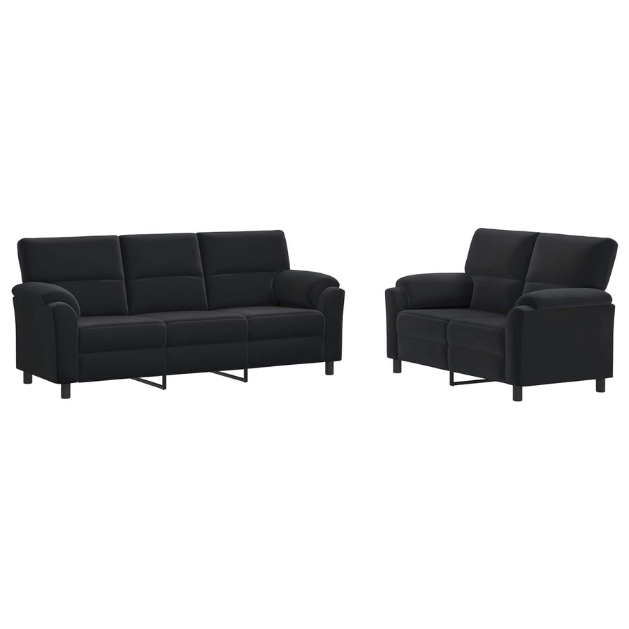 Bankstel 2 pcs Zwart fluweel