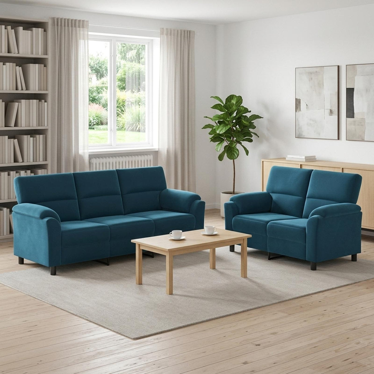 Bankstel 2 pcs Blauw fluweel