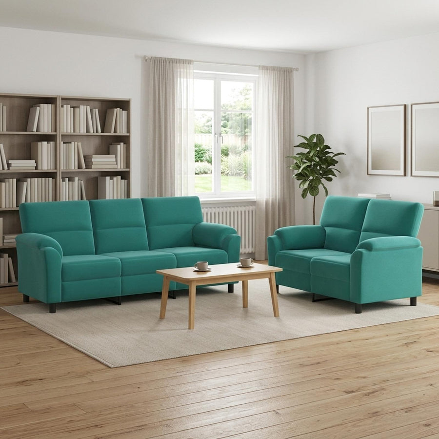 Bankstel 2 pcs Turquoise fluweel