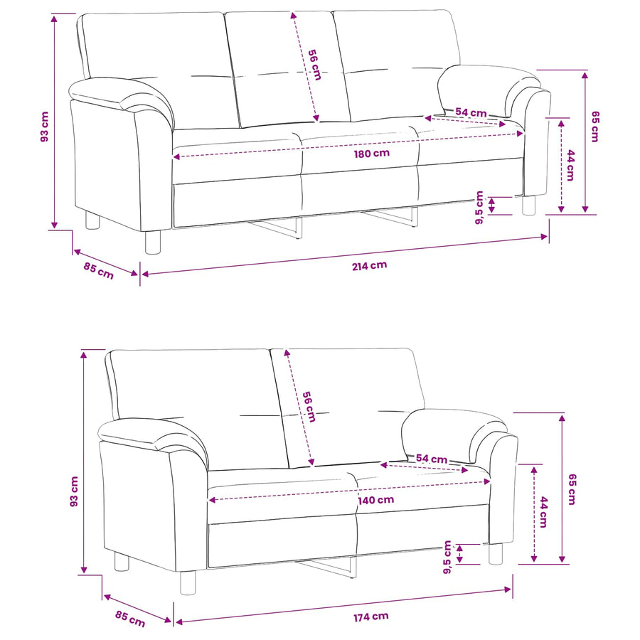 Bankstel 2 pcs Lichtgrijs fluweel