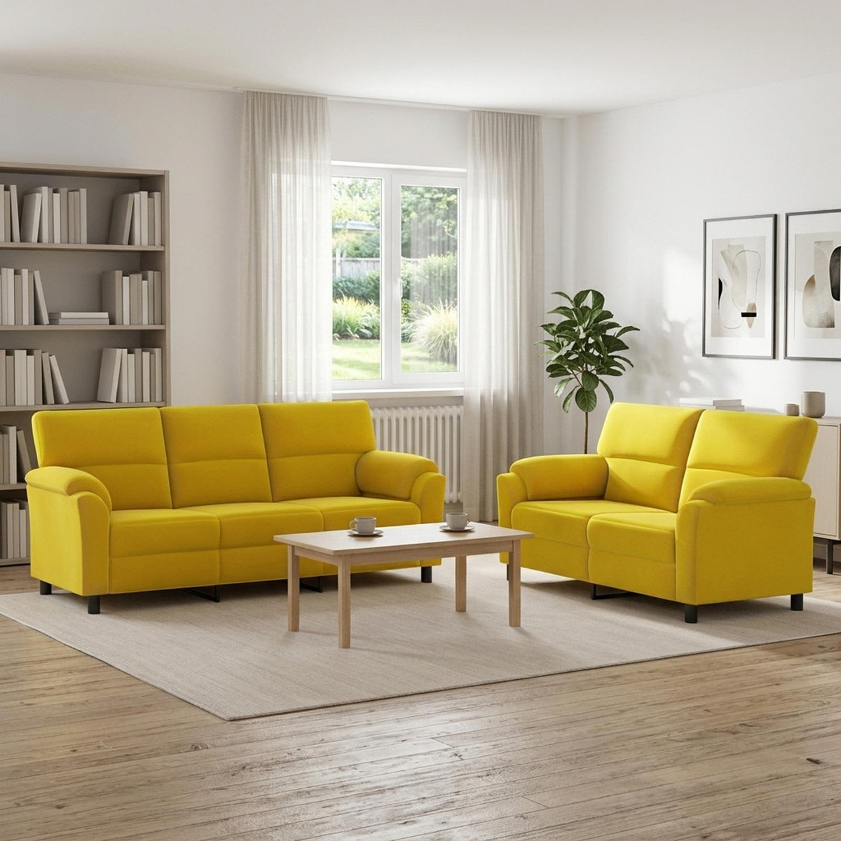 Bankstel 2 pcs Geel fluweel