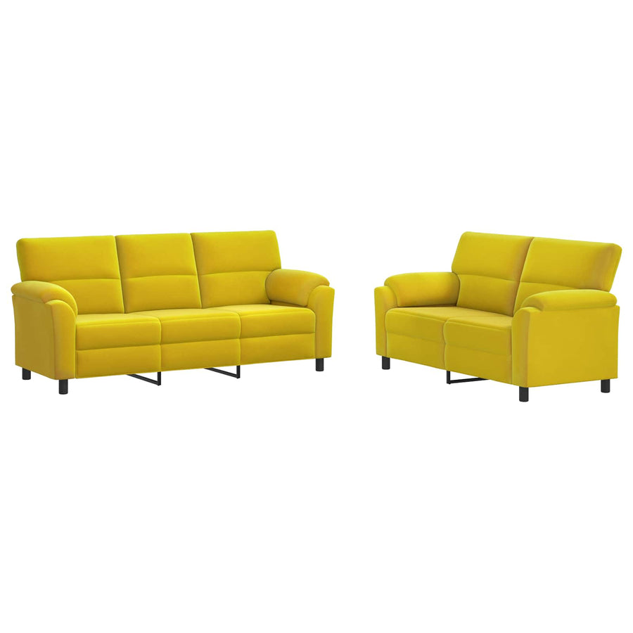 Bankstel 2 pcs Geel fluweel