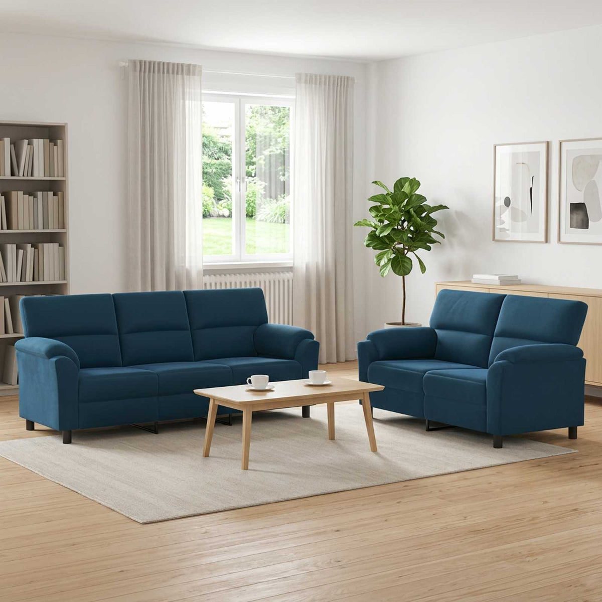 Bankstel 2 pcs Blauw fluweel