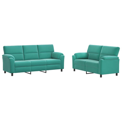 Bankstel 2 pcs Turquoise fluweel