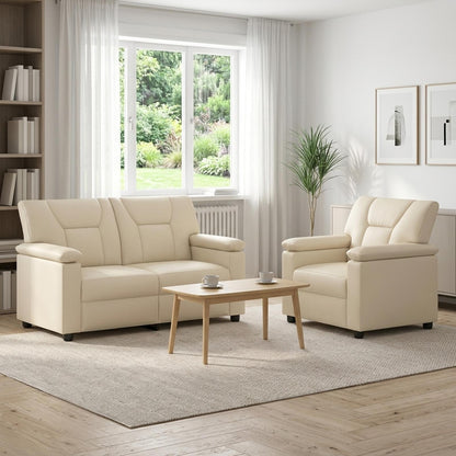 Bankstel 2 pcs Crèmekleurig Kunstleer