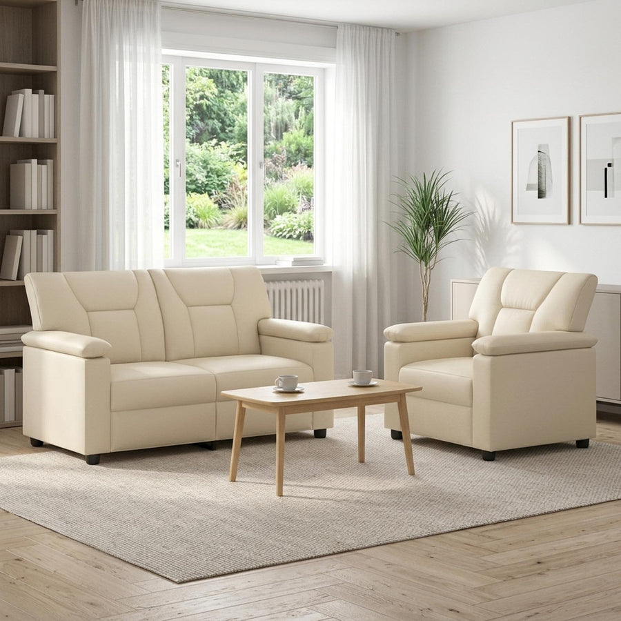 Bankstel 2 pcs Crèmekleurig Kunstleer