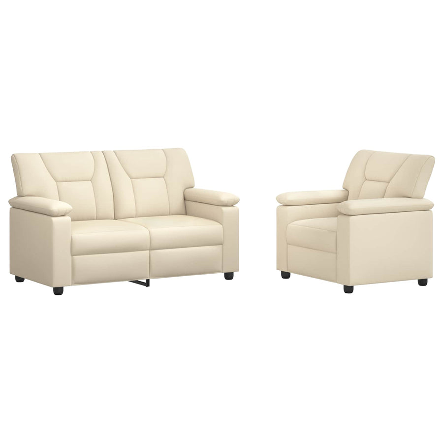 Bankstel 2 pcs Crèmekleurig Kunstleer