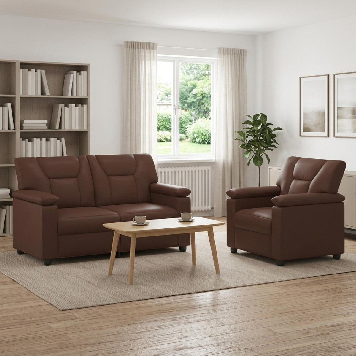 Bankstel 2 pcs Bruin Kunstleer