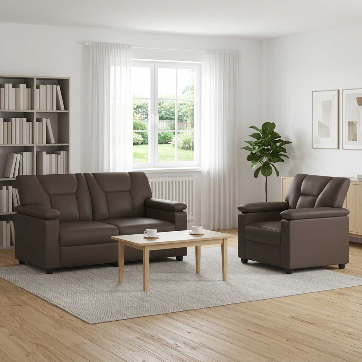 Bankstel 2 pcs Grijs Kunstleer