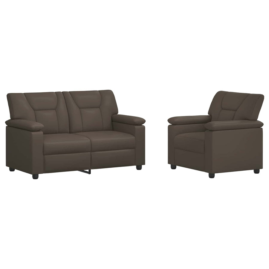 Bankstel 2 pcs Grijs Kunstleer
